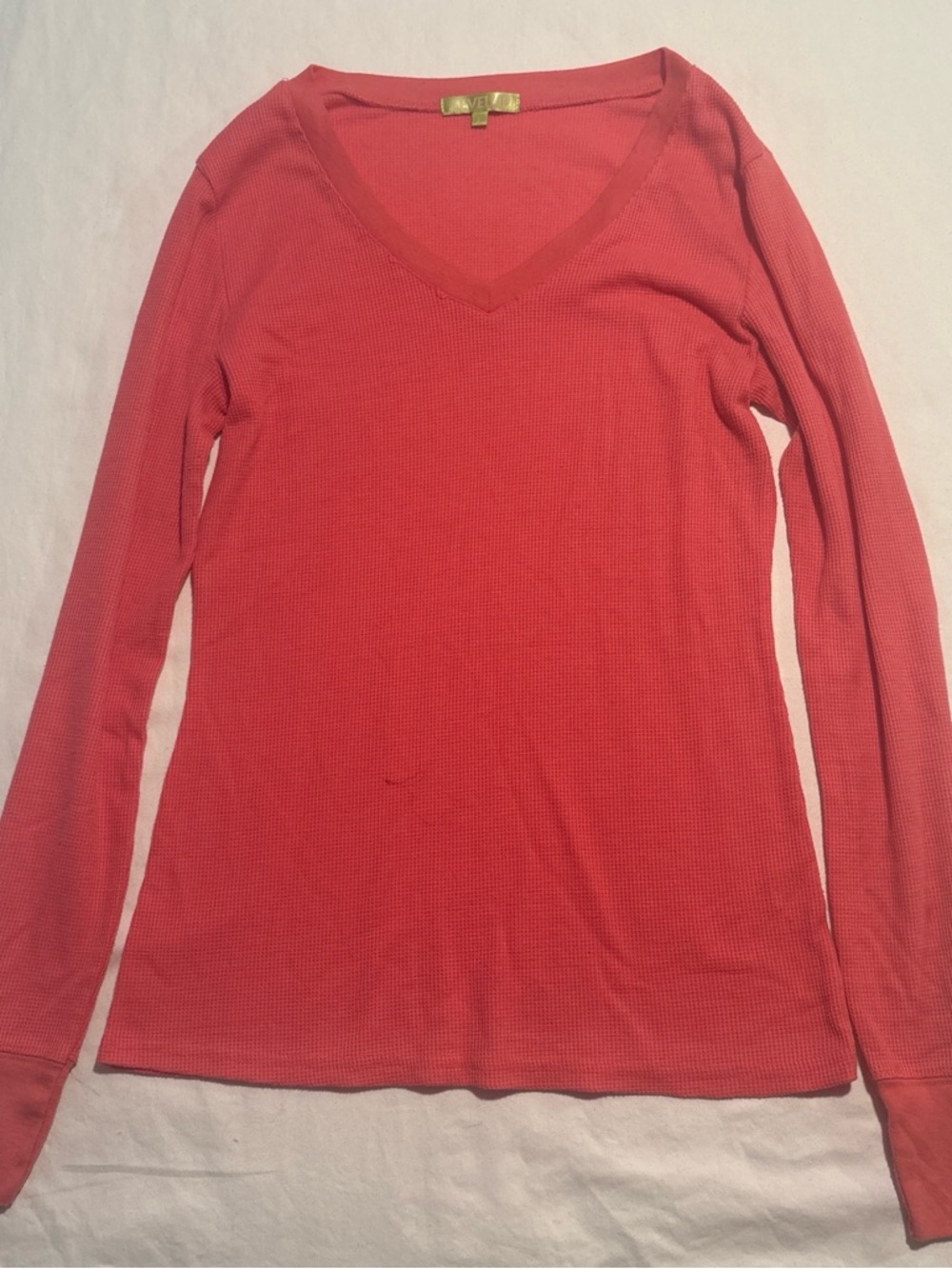 Coral Long-Sleeve V-Neck Thermal Top